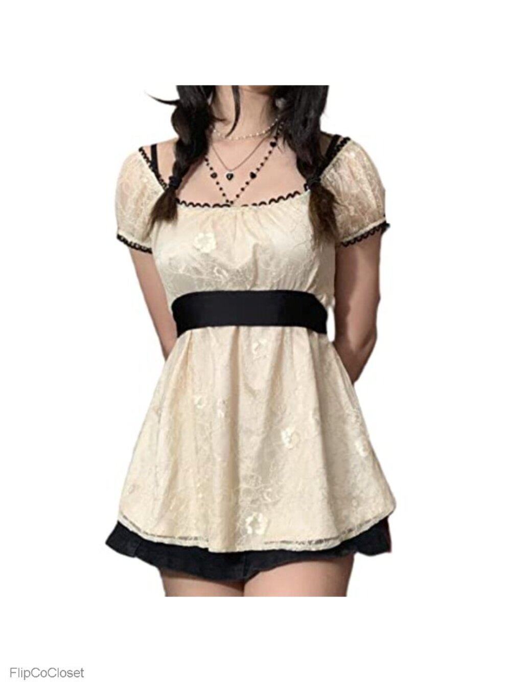 Ruffle Sleeve Square Neck Babydoll Top - Fairy Grunge Cottagecore